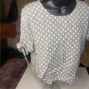 DOWNEAST Polka Dot Puff Sleeve Top size S